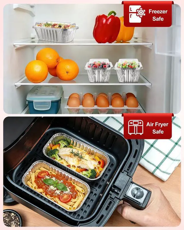 Alt view image 3 of 6 - 20 Pack 1 Lb Aluminum Loaf Pans with Lids - 6x3.5x2 Mini Loaf Pan, Small Disposable Tin Foil Baking Pans for Baked Bread, Cakes, Meat, Loaves