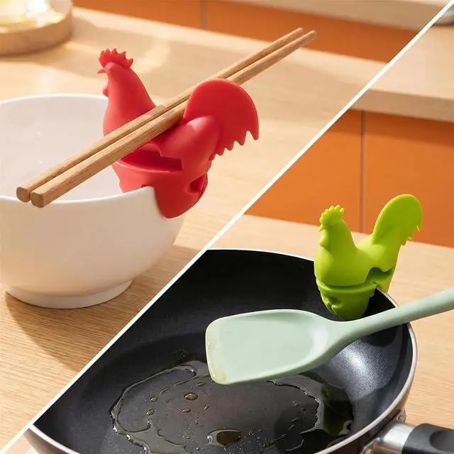 Alt view image 7 of 7 - Silicone Pot Clip Spoon Utensil Rest Top Spill-proof Lid Lifter Non-Slip Holder Stove Organizer Steam Releaser