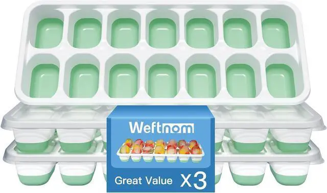 Main image of Ice Cube Tray with Lid, 3 Pack Silicone Easy-Release Ice Trays for Freezer, Stackable Ice Cube Molds for Drinks, Cocktails, Whiskey, Coffee - BPA-Free and Odor-Free,Ice Cube Trays for Freezer