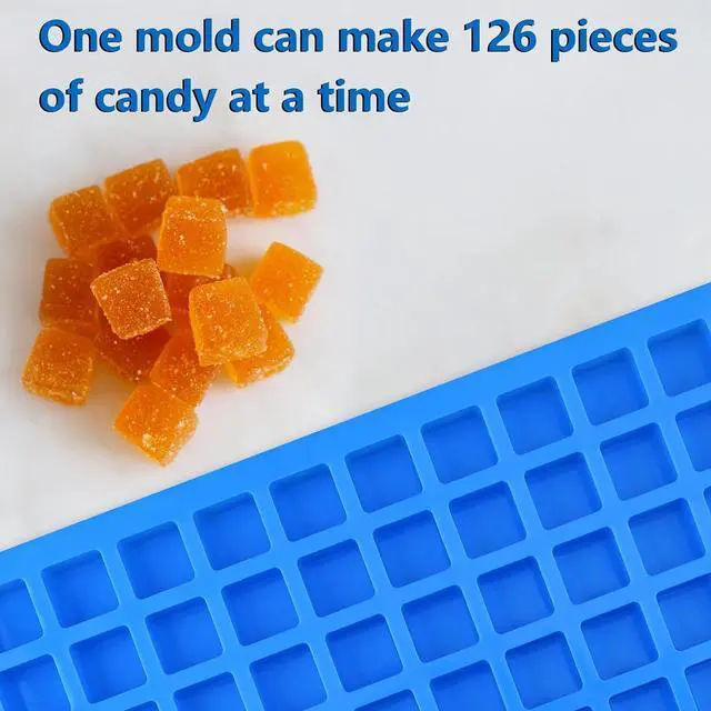 Alt view image 5 of 6 - Sakolla 2 Pack Square Silicone Candy Molds, Nonstick 126 Cavity Mini Silicone Molds for Chocolate, Hard Candy, Gummy, Ice Cubes, Ganache (Blue)