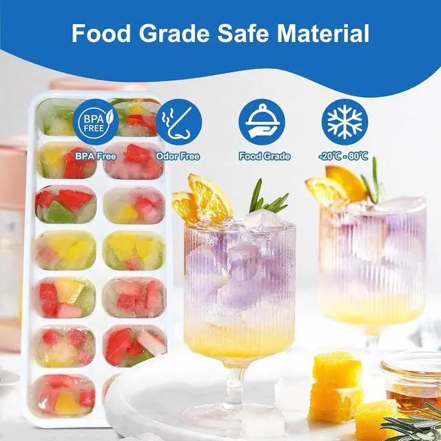 Alt view image 3 of 7 - Ice Cube Tray with Lid, 3 Pack Silicone Easy-Release Ice Trays for Freezer, Stackable Ice Cube Molds for Drinks, Cocktails, Whiskey, Coffee - BPA-Free and Odor-Free,Ice Cube Trays for Freezer