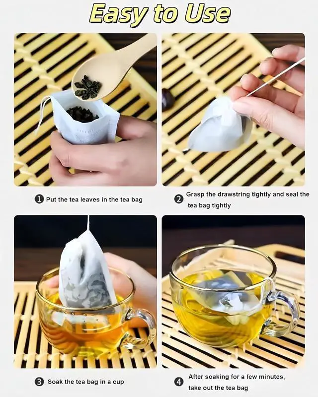 Alt view image 4 of 7 - 400 PCS Disposable Tea Bags for Loose Leaf Tea-Tea Filter Bags Small Tea Bag with Drawstring, Empty Tea Infuser Sachets for Loose Leaf Tea, Coffee, Spice, Herbs (2.75 x 3.54 inch)