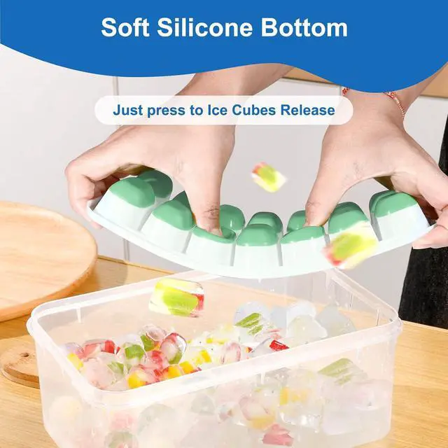 Alt view image 4 of 7 - Ice Cube Tray with Lid, 3 Pack Silicone Easy-Release Ice Trays for Freezer, Stackable Ice Cube Molds for Drinks, Cocktails, Whiskey, Coffee - BPA-Free and Odor-Free,Ice Cube Trays for Freezer