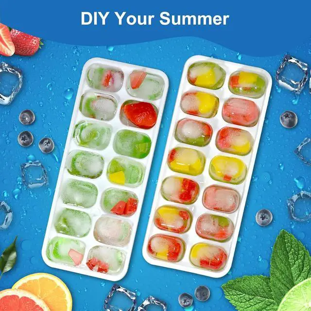 Alt view image 5 of 7 - Ice Cube Tray with Lid, 3 Pack Silicone Easy-Release Ice Trays for Freezer, Stackable Ice Cube Molds for Drinks, Cocktails, Whiskey, Coffee - BPA-Free and Odor-Free,Ice Cube Trays for Freezer