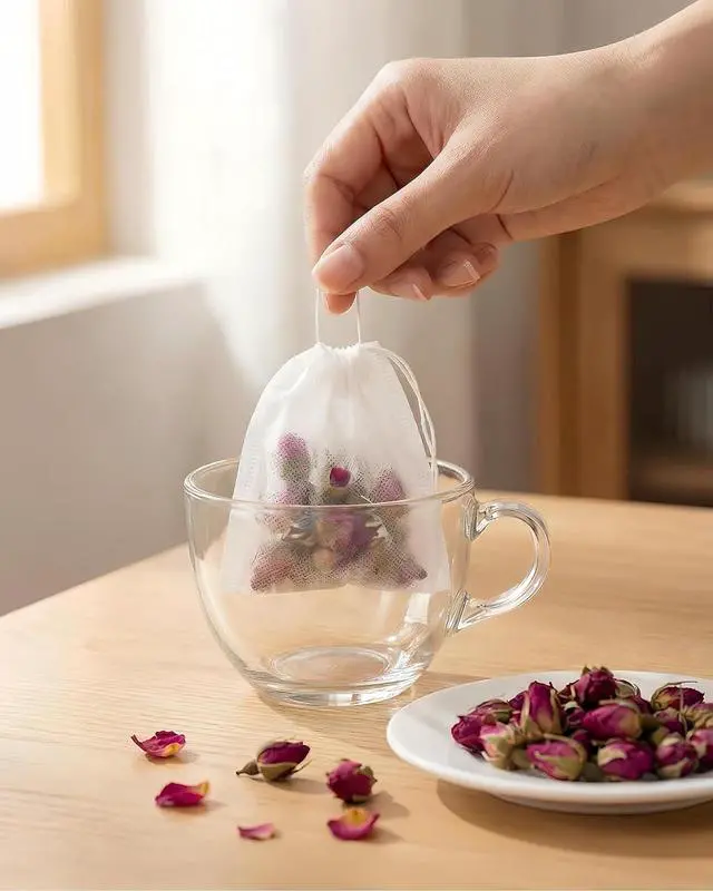 Alt view image 5 of 7 - 400 PCS Disposable Tea Bags for Loose Leaf Tea-Tea Filter Bags Small Tea Bag with Drawstring, Empty Tea Infuser Sachets for Loose Leaf Tea, Coffee, Spice, Herbs (2.75 x 3.54 inch)