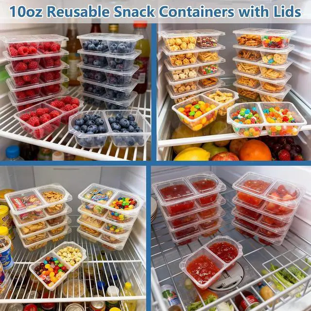 Alt view image 4 of 7 - 10OZ Reusable Snack Containers with Lids | Snack Pack Containers 10 Pcs | Snackle Box Portion Control | Meal Prep Containers | Double Compartment Snack Containers for Travel - Camping Essentials