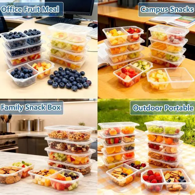 Alt view image 3 of 7 - 10OZ Reusable Snack Containers with Lids | Snack Pack Containers 10 Pcs | Snackle Box Portion Control | Meal Prep Containers | Double Compartment Snack Containers for Travel - Camping Essentials