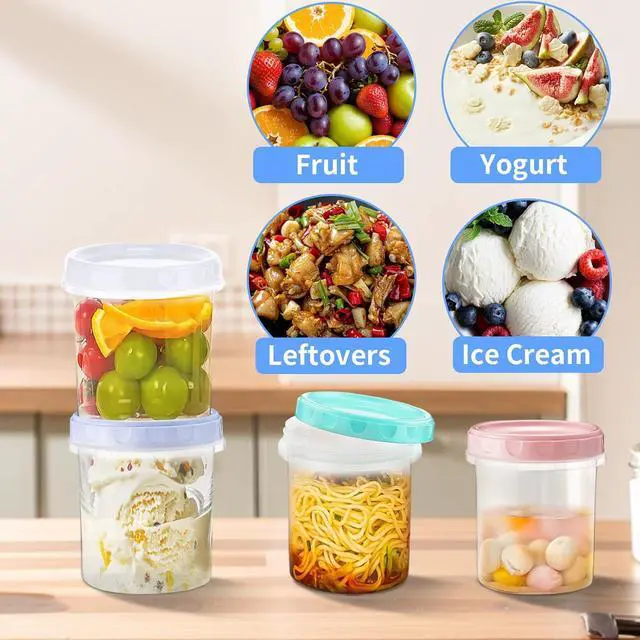 Alt view image 5 of 6 - 4-Pack 16oz (500ml) Ice Cream Containers | Food Storage with Leak-Proof Twist Lids