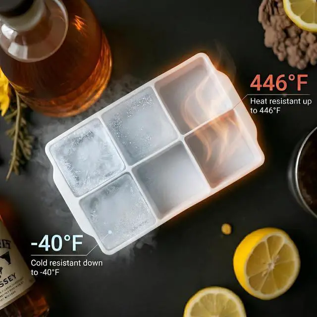 Alt view image 6 of 7 - KitchFort® Large Silicone Ice Cube Tray (2-Pack) - 2" Big Ice Mold with Lid | Easy Release, Cocktail, Whiskey Ice Cubes Mold - Food Grade - Ice Cube Trays for Freezer - Stackable Silicone Ice Tray