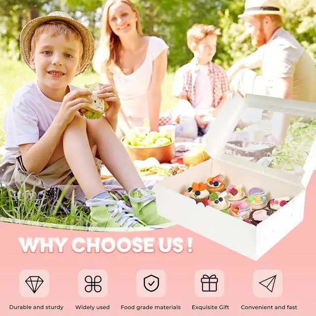 Alt view image 6 of 7 - NPLUX 6 Pack Cupcake Boxes for 12 Cupcakes, White with Window | 6 White Cupcake Containers with Window and Insert Tray, Collapsible Design, 13.8 x 9.5 X 4 in, for Home Bakers, Birthdays
