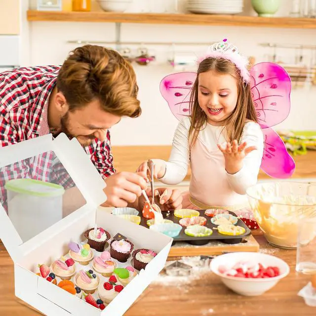 Alt view image 7 of 7 - NPLUX 6 Pack Cupcake Boxes for 12 Cupcakes, White with Window | 6 White Cupcake Containers with Window and Insert Tray, Collapsible Design, 13.8 x 9.5 X 4 in, for Home Bakers, Birthdays