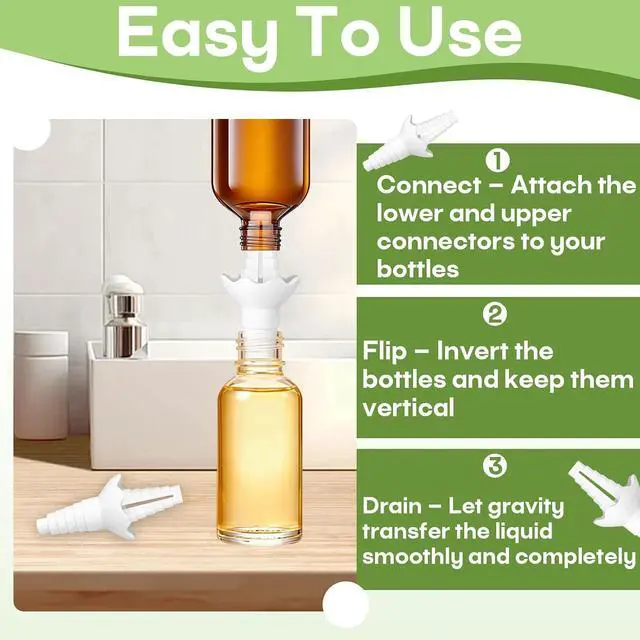 Alt view image 7 of 7 - 4-Pack Reusable Funnels for Effortless Liquid Transfer Like Shampoo | Bottle to Bottle Transfer Connector, Suitable for transferring lotions, dish soap, and other kitchen and bathroom liquids