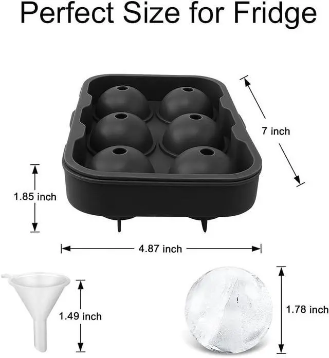Alt view image 5 of 7 - Silicone Round Ice Cube Mold, Round Ice Cube Trays for Freezer with Funnel | - Easy Release Ice Cube Tray Circle Balls for Whiskey Cocktails Bourbon