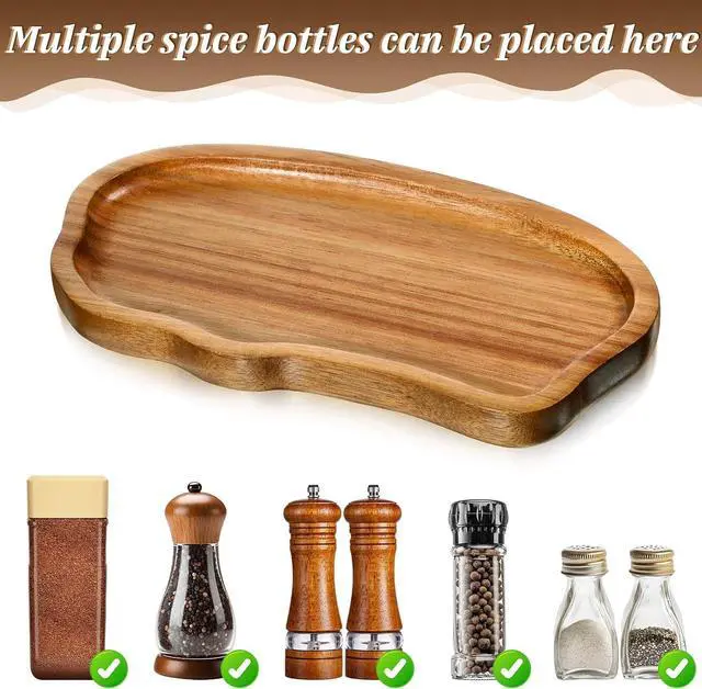 Alt view image 3 of 7 - Salt and Pepper Mill Wood Tray Wooden Tray for Kitchen Counter Wooden Trays for Decor Dining Table Protector Charcuterie Boards Acacia Wood Serving Trays Home Decor