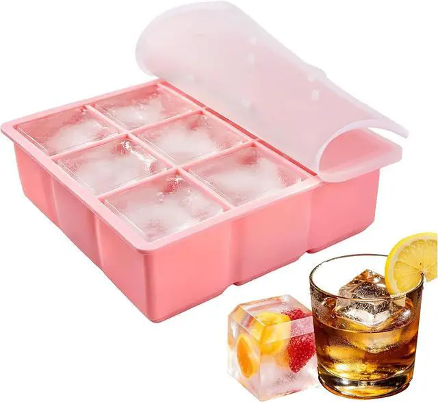 Main image of Large Ice Cube Tray for Whiskey, 9-Cavity Square Ice Cube Mold with Lid, 2Inch Silicone Ice Trays for Freezer