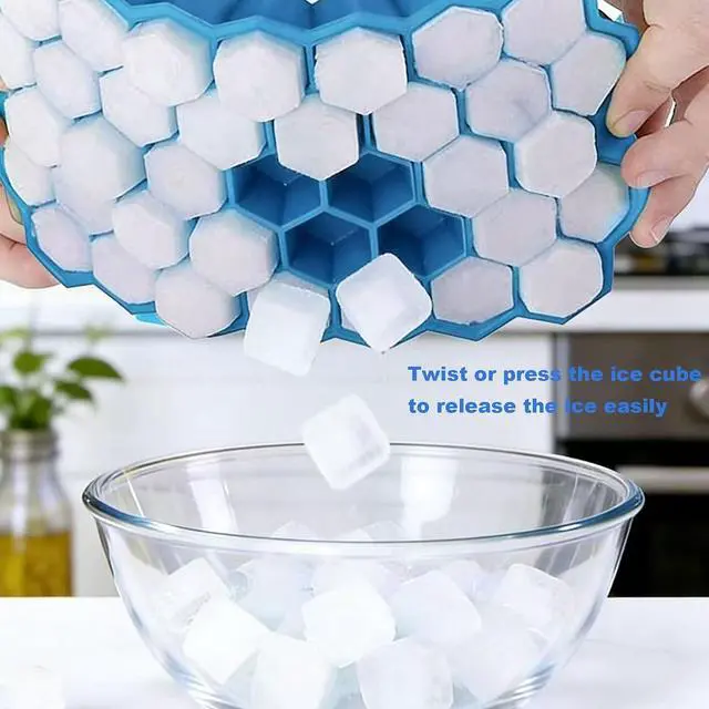 Alt view image 6 of 6 - Ice Cube Tray with Lid, Easy Release,Mini Silicone Moulds, 3 Packs 37 Ice Trays, LFGB and BPA Free (Blue 3 Packs)