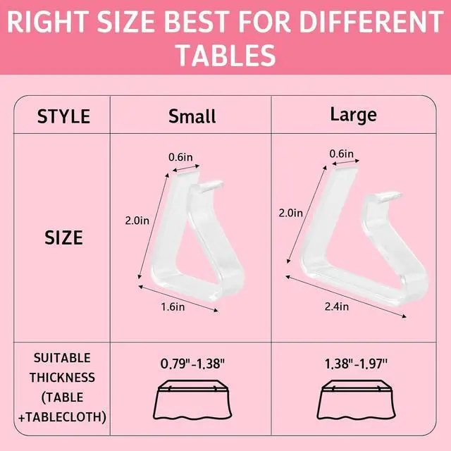 Alt view image 2 of 7 - Tecbeauty Clear Tablecloth Clips, 36Pcs Plastic Table Cover Holder Clamps, Large Table Cloth Clips for Outdoor Party Camping Picnic Christmas Wedding, Transparent PS Plastic Material