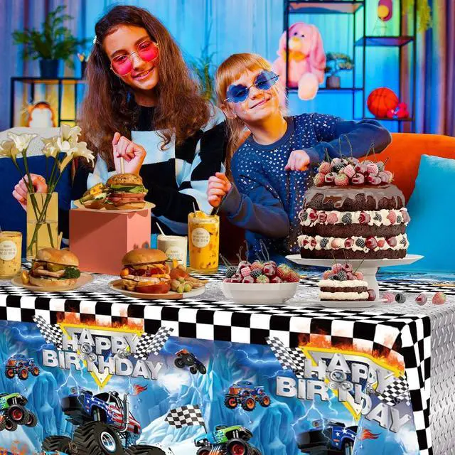 Alt view image 6 of 7 - 3pcs Monster truck Tablecloth Birthday Decorations Party Tablecloths | Disposable Rectangular Watercolor Table Cover for Kids Boys Birthday Party Supplies 54 * 108inch