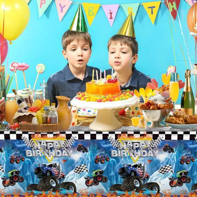 Alt view image 4 of 7 - 3pcs Monster truck Tablecloth Birthday Decorations Party Tablecloths | Disposable Rectangular Watercolor Table Cover for Kids Boys Birthday Party Supplies 54 * 108inch
