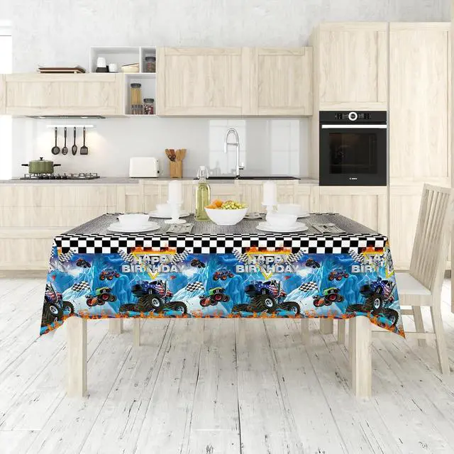 Alt view image 7 of 7 - 3pcs Monster truck Tablecloth Birthday Decorations Party Tablecloths | Disposable Rectangular Watercolor Table Cover for Kids Boys Birthday Party Supplies 54 * 108inch