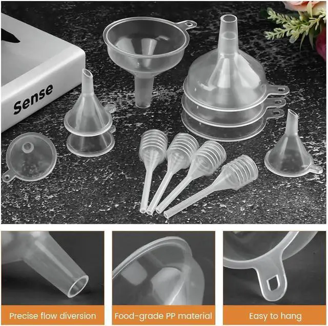 Alt view image 7 of 7 - 12 Pcs Mini Funnel Set with Droppers, Small Funnels for Bottles | Mini funnel kit for essential oils, perfume, spices, powders, travel bottles, and DIY refills