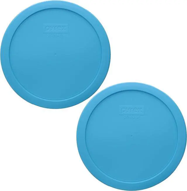 Main image of Pyrex 7402-PC Bright Blue Pantone Food Storage Lid (2-Pack) - Made in USA | Replacement Cover | BPA-Free Plastic | Round Shape | Fits 7402 Sculpted Mixing Bowl & 7203 Glass Bowl | Dishwasher Safe