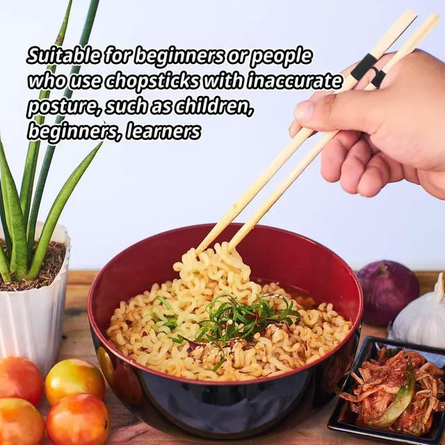 Alt view image 2 of 6 - 24 Pieces Reusable Kid Training Chopstick Helper for Kids Adults Beginner Learner or Trainers, Plastic Practice Chop Stick Pack, Hinges Connector for Practice Chopstick (Black 24pcs)