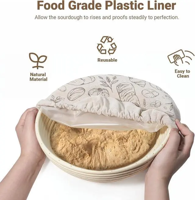 Alt view image 3 of 6 - Bread Bag and 10 Inch Bowl Cover with Plastic Liners for Homemade Bread