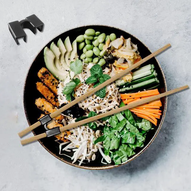 Alt view image 6 of 6 - 24 Pieces Reusable Kid Training Chopstick Helper for Kids Adults Beginner Learner or Trainers, Plastic Practice Chop Stick Pack, Hinges Connector for Practice Chopstick (Black 24pcs)