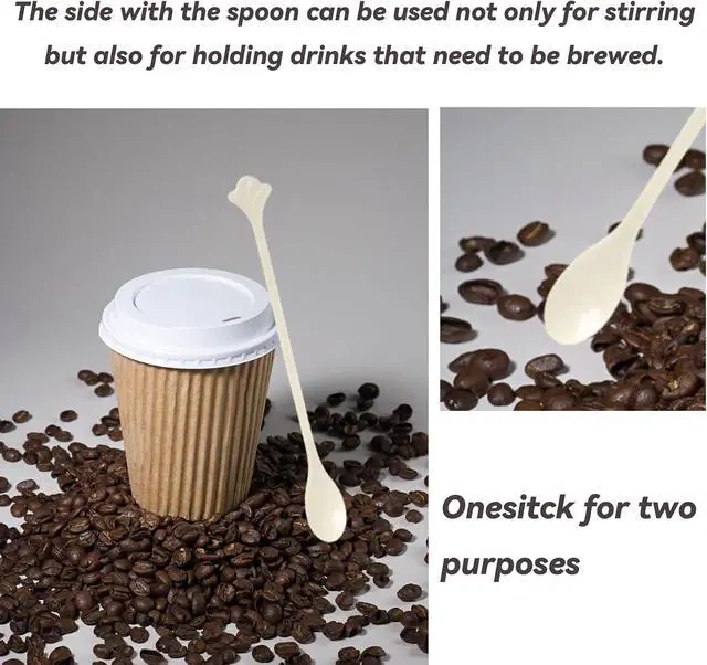 Alt view image 4 of 6 - 200 Pcs Coffee Cocktail Stirrer Stick Spoon Disposable Plastic Mini Stir Cup Drink Kitchen Dining Coffee Tea Spoon, Utensils Accessories Bar Restaurant