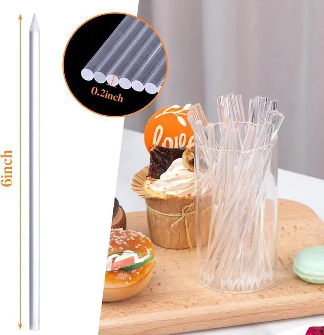 Alt view image 2 of 7 - HANSGO 28PCS Acrylic Cake Pop Sticks, 6 Inch Crystal Clear Sticks for Cake Toppers, Lollipops, Candy Apples, Dessert, Sturdy and Reusable, Safe Tips, Elegant Party Supplies- 0.2 Inch Diameter