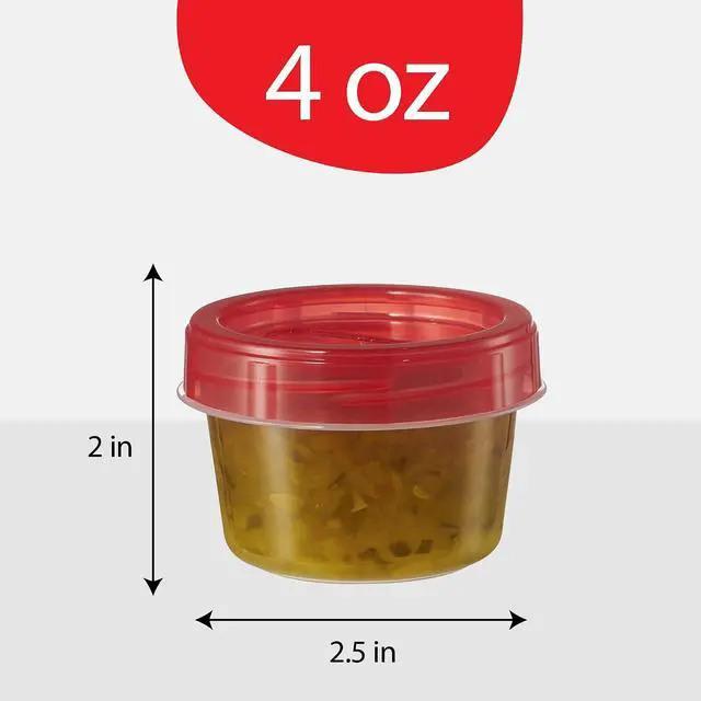 Alt view image 4 of 7 - PLASTICPRO 6 Pack Twist Cap Food Storage Containers with Red Screw on Lid- 4 oz Reusable Meal Prep Containers - Small Freezer Containers Microwave Safe Red Plastic Food Storage