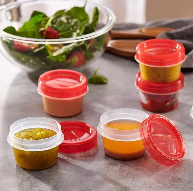 Alt view image 2 of 7 - PLASTICPRO 6 Pack Twist Cap Food Storage Containers with Red Screw on Lid- 4 oz Reusable Meal Prep Containers - Small Freezer Containers Microwave Safe Red Plastic Food Storage