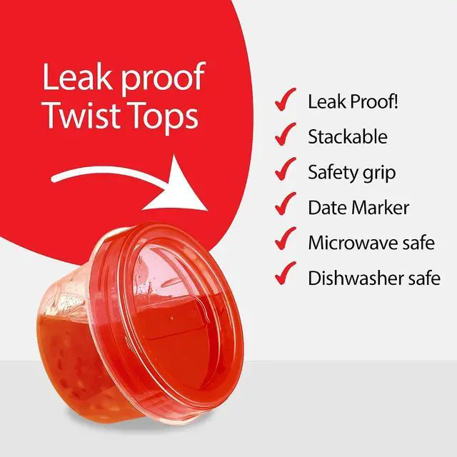 Alt view image 5 of 7 - PLASTICPRO 6 Pack Twist Cap Food Storage Containers with Red Screw on Lid- 4 oz Reusable Meal Prep Containers - Small Freezer Containers Microwave Safe Red Plastic Food Storage