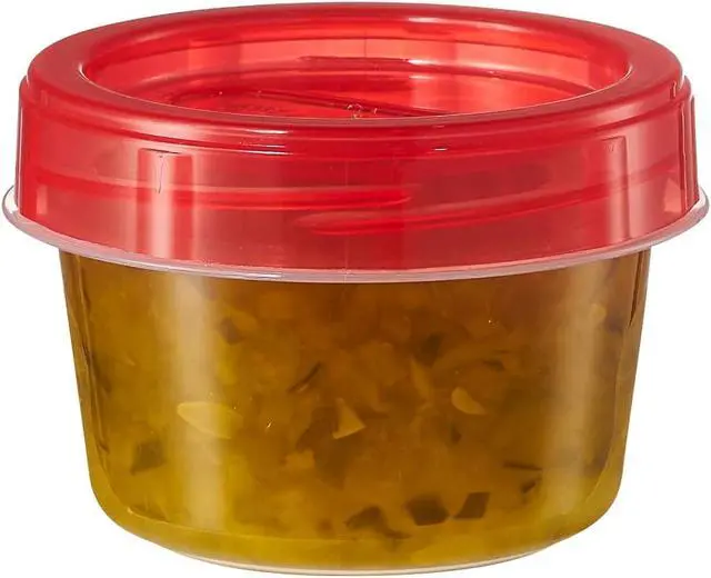 Alt view image 7 of 7 - PLASTICPRO 6 Pack Twist Cap Food Storage Containers with Red Screw on Lid- 4 oz Reusable Meal Prep Containers - Small Freezer Containers Microwave Safe Red Plastic Food Storage