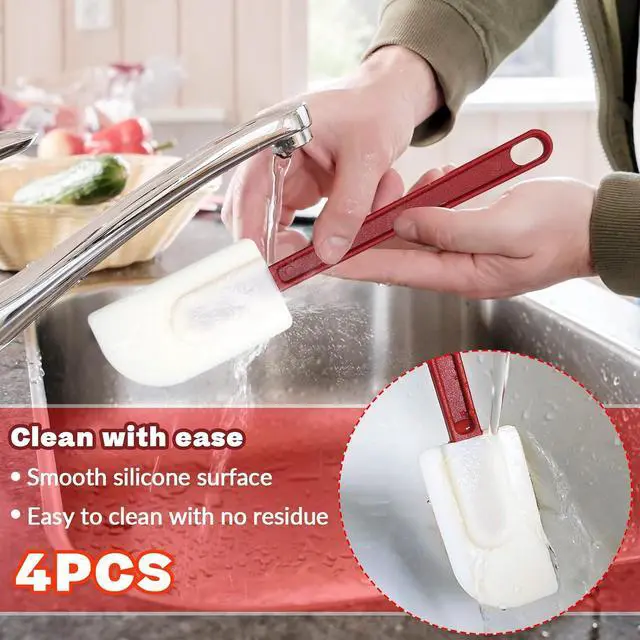 Alt view image 3 of 7 - 4 PCS Heat Resistant Silicone Spatulas, 10-Inch Silicone Scraper Spatula | Commercial Grade Flexible Rubber Spatula Set for Kitchen Cook Baking Mixing Utensil Dishwasher