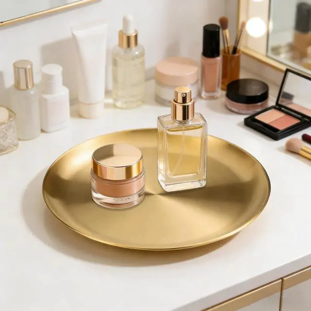 Alt view image 4 of 6 - 4PCS Gold Round Small Serving Tray, 5.5 Inches for Bathroom, Dining Room | Stainless Steel