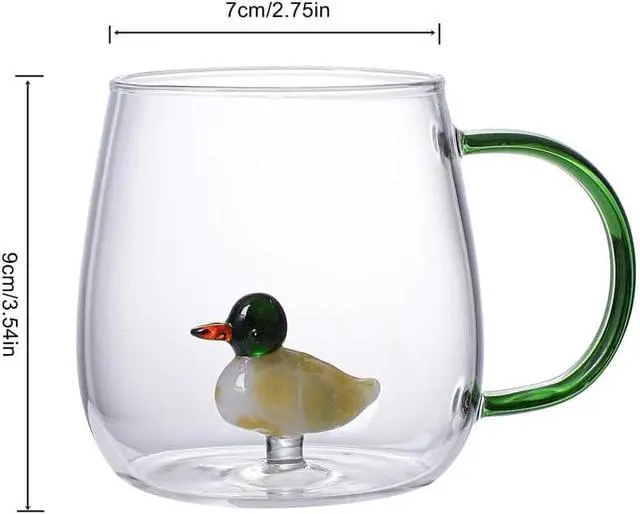 Alt view image 2 of 6 - 3D Coffee Mug Borosilicate Glass Cute Animal Inside Cup Cartoon Figurine Teacup for Women Men, 13.5oz
