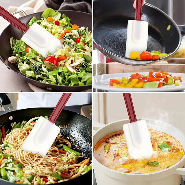 Alt view image 5 of 7 - 4 PCS Heat Resistant Silicone Spatulas, 10-Inch Silicone Scraper Spatula | Commercial Grade Flexible Rubber Spatula Set for Kitchen Cook Baking Mixing Utensil Dishwasher