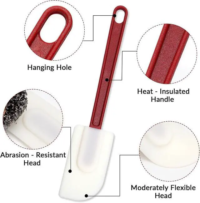 Alt view image 4 of 7 - 4 PCS Heat Resistant Silicone Spatulas, 10-Inch Silicone Scraper Spatula | Commercial Grade Flexible Rubber Spatula Set for Kitchen Cook Baking Mixing Utensil Dishwasher