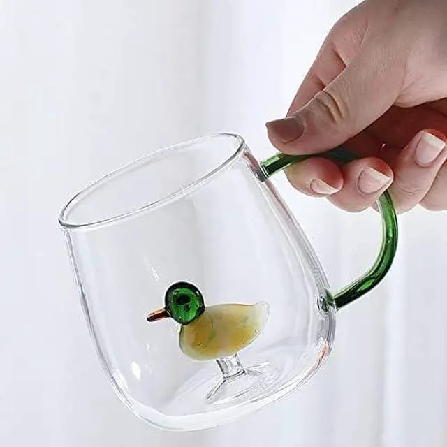Alt view image 6 of 6 - 3D Coffee Mug Borosilicate Glass Cute Animal Inside Cup Cartoon Figurine Teacup for Women Men, 13.5oz