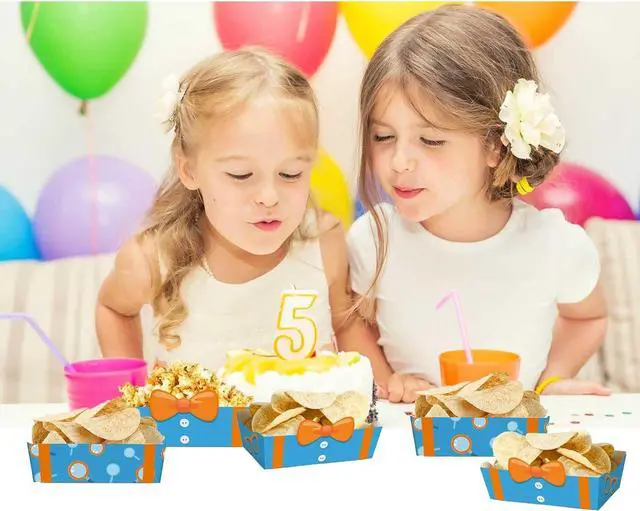 Alt view image 5 of 6 - 24pcs Cartoon Construction Theme Birthday Party Supplies Orange Blue Food Trays Fire Truck Fireman Happy Birthday Party Decorations Favors