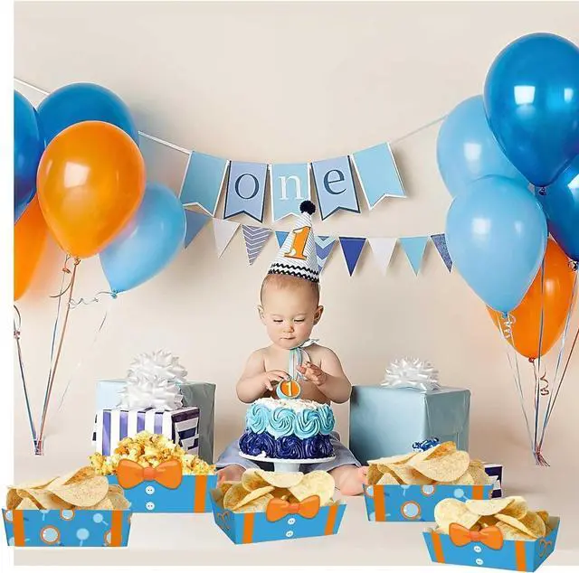 Alt view image 6 of 6 - 24pcs Cartoon Construction Theme Birthday Party Supplies Orange Blue Food Trays Fire Truck Fireman Happy Birthday Party Decorations Favors
