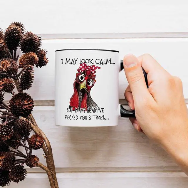 Alt view image 3 of 6 - Fatbaby Funny Chicken Mug For Women, Chicken Lover Gifts for Girl Lady Farmhouse, Birthday Christmas Gifts Ceramic Coffee Cup 11OZ