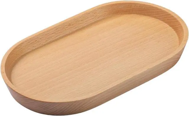 Main image of Vandroop Beech Wooden Mini Serving Tray, Tea&Coffee Table Tray 7.9×4.7 | Small Oval Wood Plate, Decorative Tray for Jewellery, Key, Coin, Pens, for Parties, Garden, Kitchen, Bathroom etc.