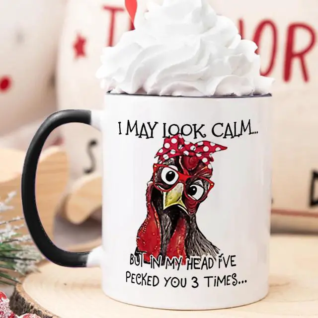 Alt view image 5 of 6 - Fatbaby Funny Chicken Mug For Women, Chicken Lover Gifts for Girl Lady Farmhouse, Birthday Christmas Gifts Ceramic Coffee Cup 11OZ