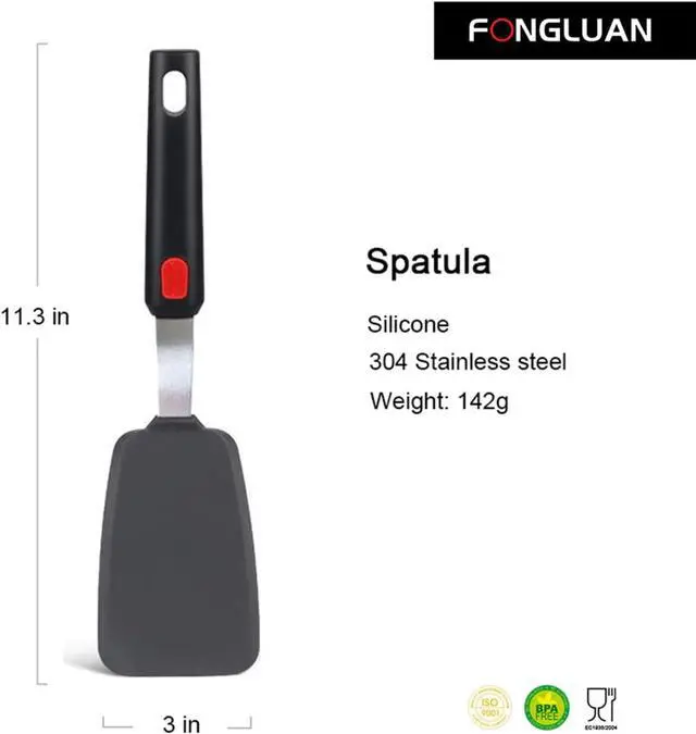 Alt view image 2 of 5 - Flexible Silicone Turner Spatula, 600°F Heat-Resistant, BPA Free, Nonstick Kitchen Turner for Eggs, Pancakes, Burgers - Dishwasher Safe, Black