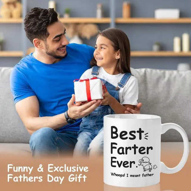 Alt view image 2 of 7 - Funny Fathers Day Gift Coffee Mug for Dad, 12oz Novel Tea Cup With Hilarious Pattern for Birthday, White