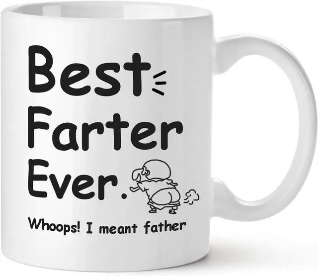 Main image of Funny Fathers Day Gift Coffee Mug for Dad, 12oz Novel Tea Cup With Hilarious Pattern for Birthday, White