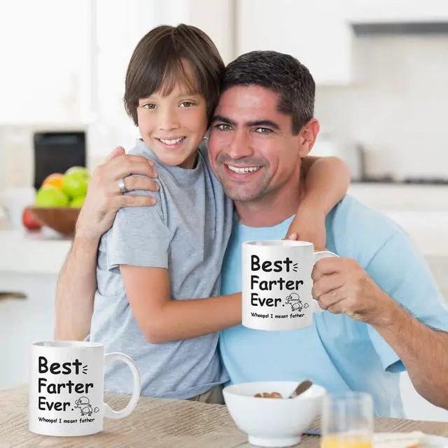 Alt view image 4 of 7 - Funny Fathers Day Gift Coffee Mug for Dad, 12oz Novel Tea Cup With Hilarious Pattern for Birthday, White
